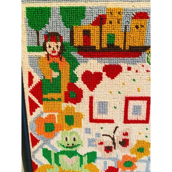 Vintage Needlepoint Embroidery Wall Hanging, Love Needlepoint Picture, Completed - Picture 4 of 10